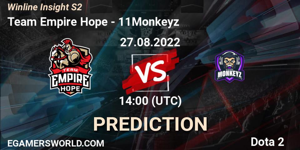 Team Empire Hope - 11Monkeyz: Maç tahminleri. 27.08.22, Dota 2, Winline Insight S2