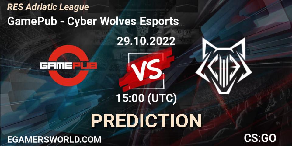 GamePub - Cyber Wolves Esports: Maç tahminleri. 30.10.2022 at 16:00, Counter-Strike (CS2), RES Adriatic League