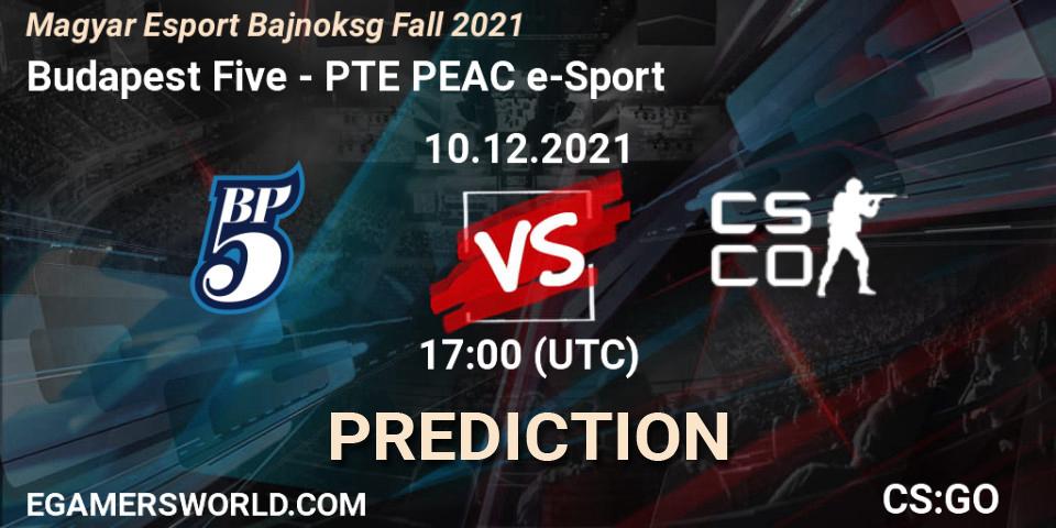 Budapest Five - PTE PEAC e-Sport: Maç tahminleri. 10.12.2021 at 17:00, Counter-Strike (CS2), Magyar Esport Bajnokság Fall 2021