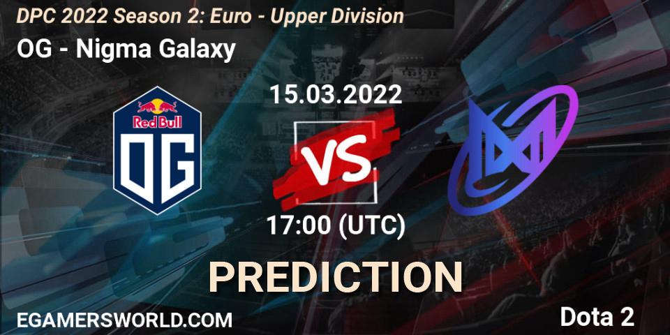 OG - Nigma Galaxy: Maç tahminleri. 15.03.22, Dota 2, DPC 2021/2022 Tour 2 (Season 2): WEU (Euro) Divison I (Upper) - DreamLeague Season 17