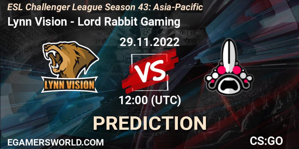 Lynn Vision - Lord Rabbit: Maç tahminleri. 29.11.2022 at 12:00, Counter-Strike (CS2), ESL Challenger League Season 43: Asia-Pacific