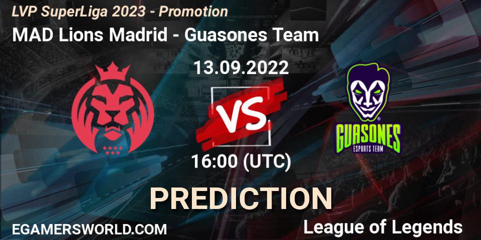 MAD Lions Madrid - Guasones Team: Maç tahminleri. 13.09.22, LoL, LVP SuperLiga 2023 - Promotion