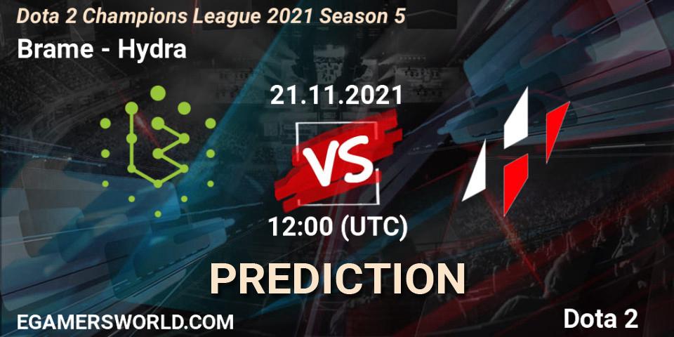 Brame - Hydra: Maç tahminleri. 21.11.2021 at 12:10, Dota 2, Dota 2 Champions League 2021 Season 5