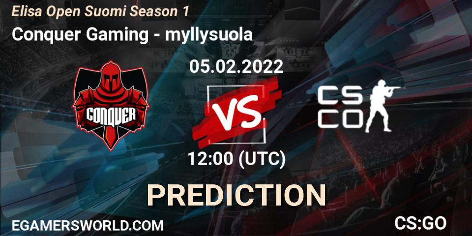 Conquer - myllysuola: Maç tahminleri. 05.02.2022 at 12:00, Counter-Strike (CS2), Elisa Open Suomi Season 1