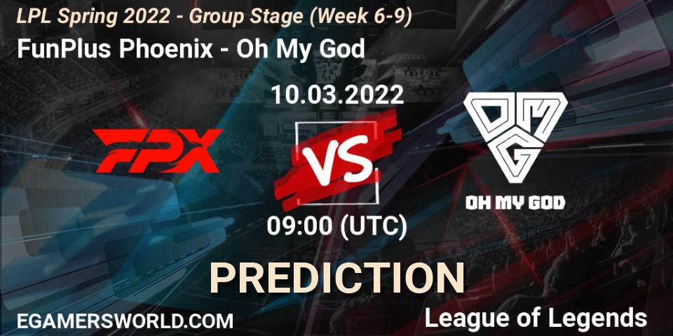 FunPlus Phoenix - Oh My God: Maç tahminleri. 23.03.2022 at 11:00, LoL, LPL Spring 2022 - Group Stage (Week 6-9)