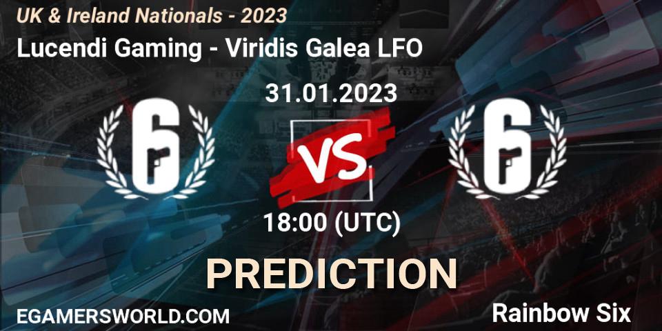 Lucendi Gaming - Viridis Galea LFO: Maç tahminleri. 31.01.2023 at 18:00, Rainbow Six, UK & Ireland Nationals - 2023
