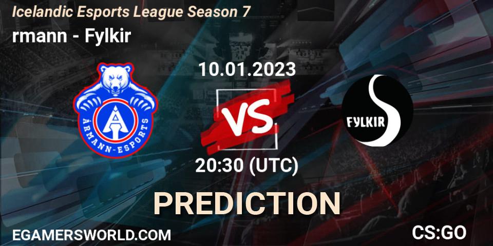 Ármann - Fylkir: Maç tahminleri. 12.01.2023 at 19:30, Counter-Strike (CS2), Icelandic Esports League Season 7