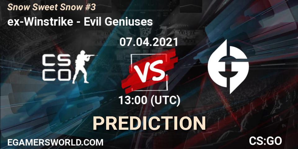 ex-Winstrike - Evil Geniuses: Maç tahminleri. 07.04.2021 at 09:00, Counter-Strike (CS2), Snow Sweet Snow #3