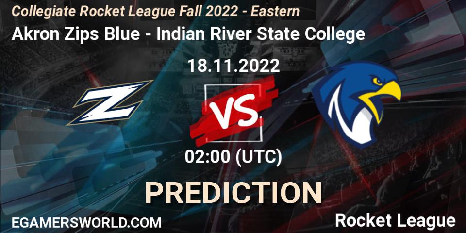 Akron Zips Blue - Indian River State College: Maç tahminleri. 18.11.2022 at 01:00, Rocket League, Collegiate Rocket League Fall 2022 - Eastern