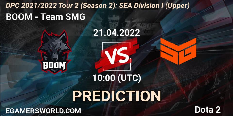 BOOM - Team SMG: Maç tahminleri. 21.04.2022 at 10:43, Dota 2, DPC 2021/2022 Tour 2 (Season 2): SEA Division I (Upper)