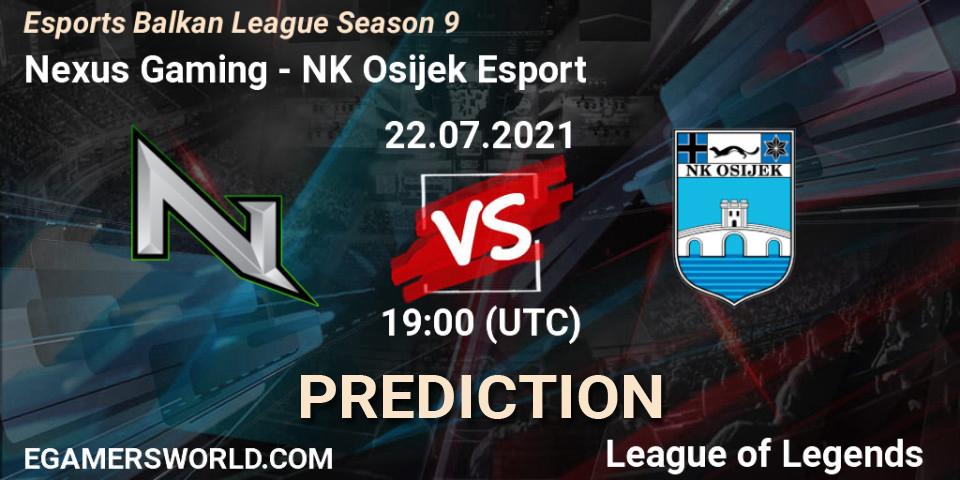 Nexus Gaming - NK Osijek Esport: Maç tahminleri. 22.07.2021 at 19:00, LoL, Esports Balkan League Season 9