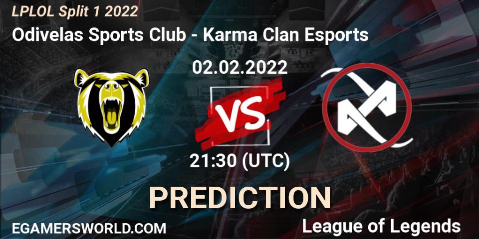 Odivelas Sports Club - Karma Clan Esports: Maç tahminleri. 02.02.2022 at 21:30, LoL, LPLOL Split 1 2022