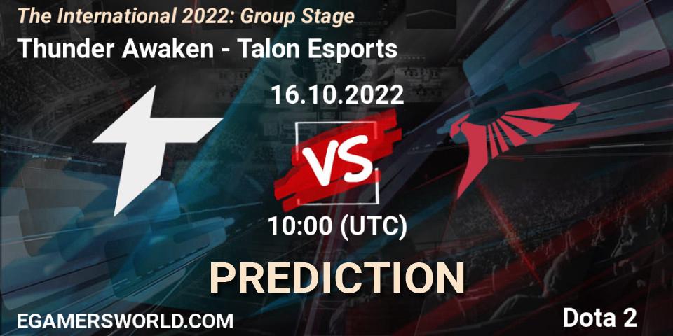 Thunder Awaken - Talon Esports: Maç tahminleri. 16.10.2022 at 11:05, Dota 2, The International 2022: Group Stage