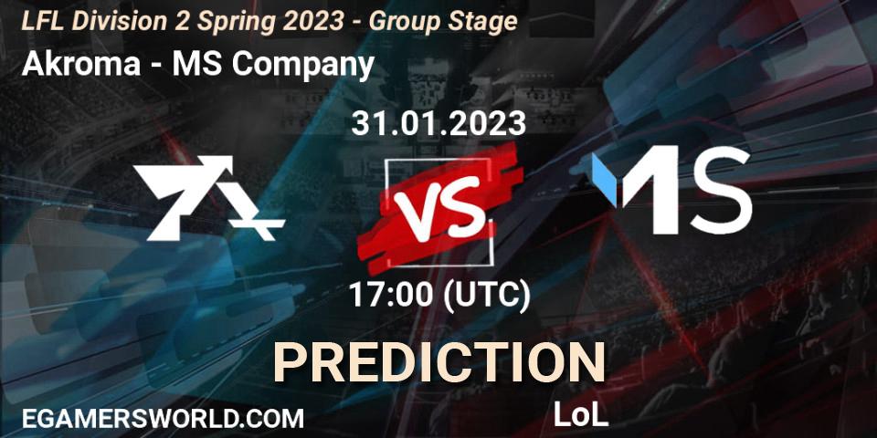 Akroma - MS Company: Maç tahminleri. 31.01.23, LoL, LFL Division 2 Spring 2023 - Group Stage