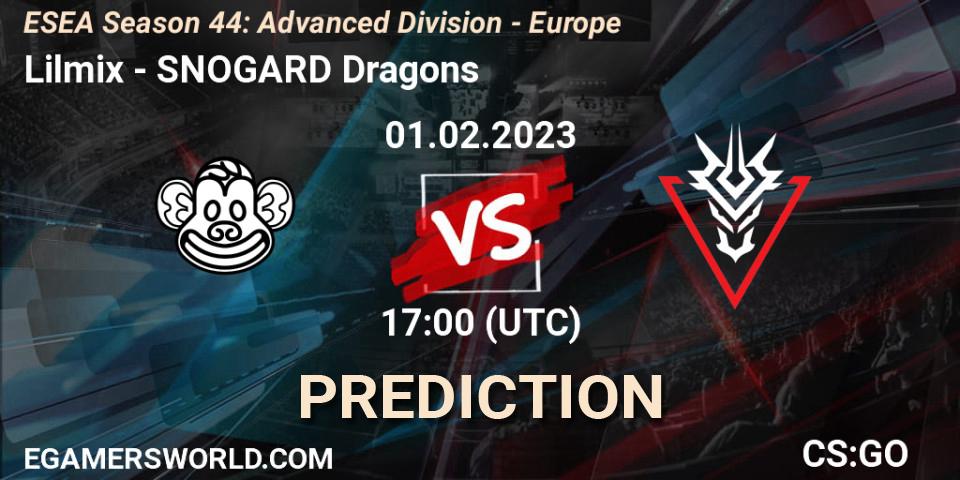 Lilmix - SNOGARD Dragons: Maç tahminleri. 01.02.23, CS2 (CS:GO), ESEA Season 44: Advanced Division - Europe