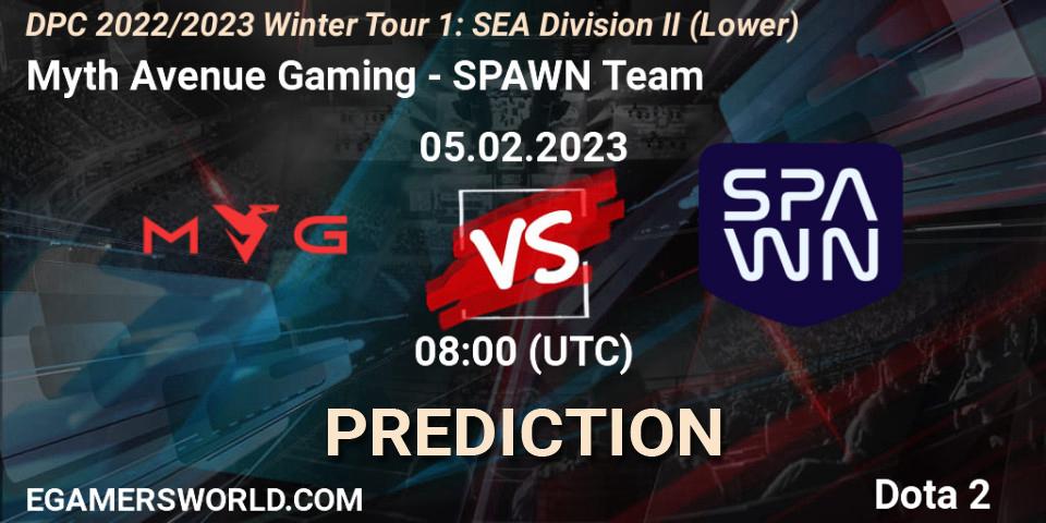 Myth Avenue Gaming - SPAWN Team: Maç tahminleri. 05.02.23, Dota 2, DPC 2022/2023 Winter Tour 1: SEA Division II (Lower)