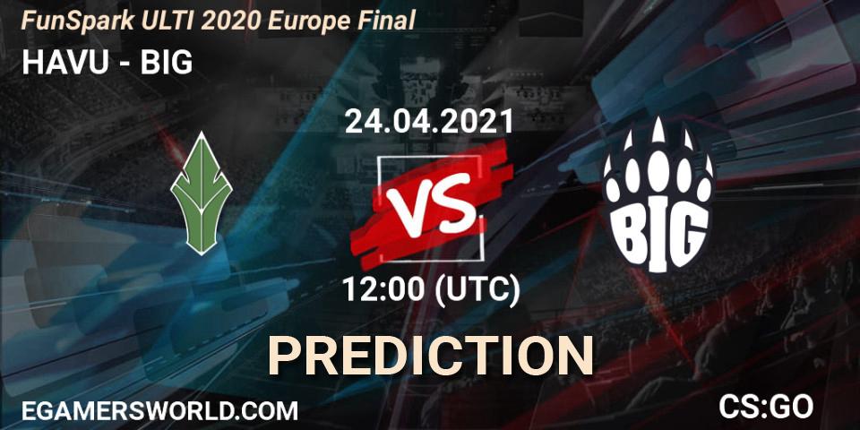 HAVU - BIG: Maç tahminleri. 24.04.2021 at 12:00, Counter-Strike (CS2), Funspark ULTI 2020 Finals