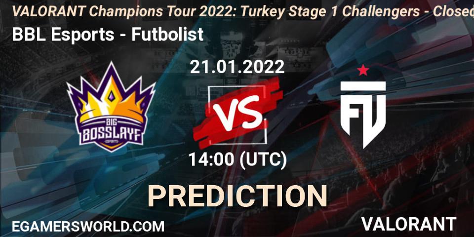 BBL Esports - Futbolist: Maç tahminleri. 21.01.2022 at 14:45, VALORANT, VCT 2022: Turkey Stage 1 Challengers - Closed Qualifier 2