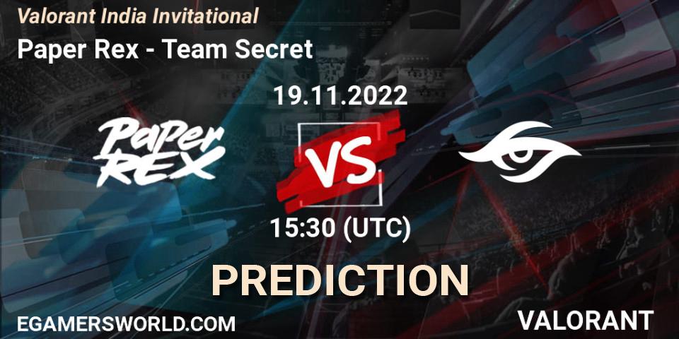 Paper Rex - Team Secret: Maç tahminleri. 19.11.2022 at 15:30, VALORANT, Valorant India Invitational