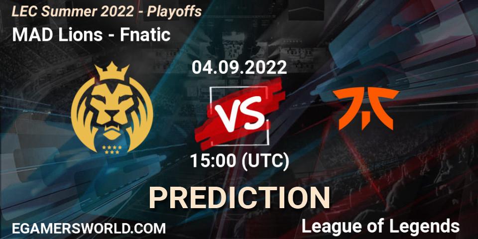 MAD Lions - Fnatic: Maç tahminleri. 04.09.2022 at 15:00, LoL, LEC Summer 2022 - Playoffs