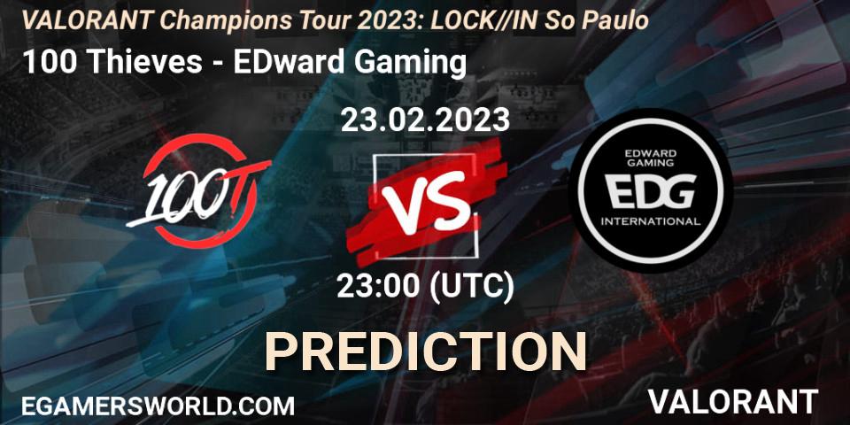 100 Thieves - EDward Gaming: Maç tahminleri. 23.02.23, VALORANT, VALORANT Champions Tour 2023: LOCK//IN São Paulo