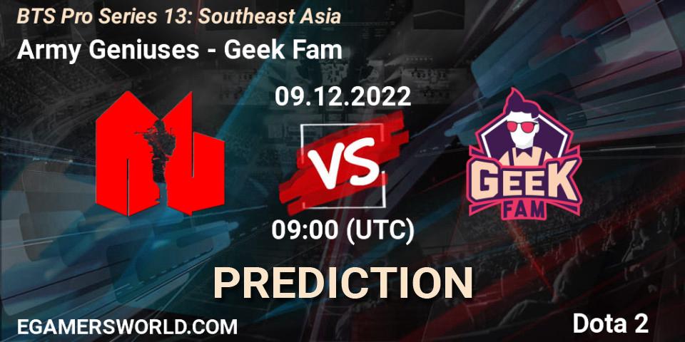 Army Geniuses - Geek Fam: Maç tahminleri. 09.12.22, Dota 2, BTS Pro Series 13: Southeast Asia