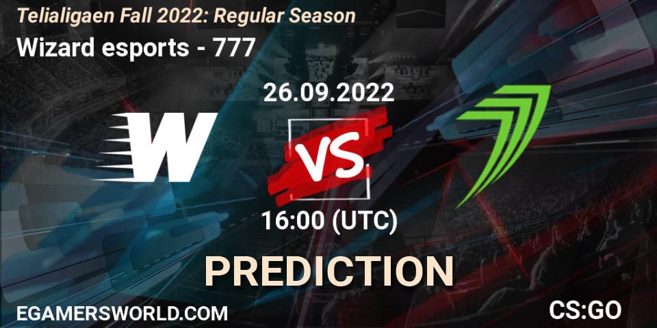 Wizard esports - 777: Maç tahminleri. 26.09.2022 at 16:00, Counter-Strike (CS2), Telialigaen Fall 2022: Regular Season