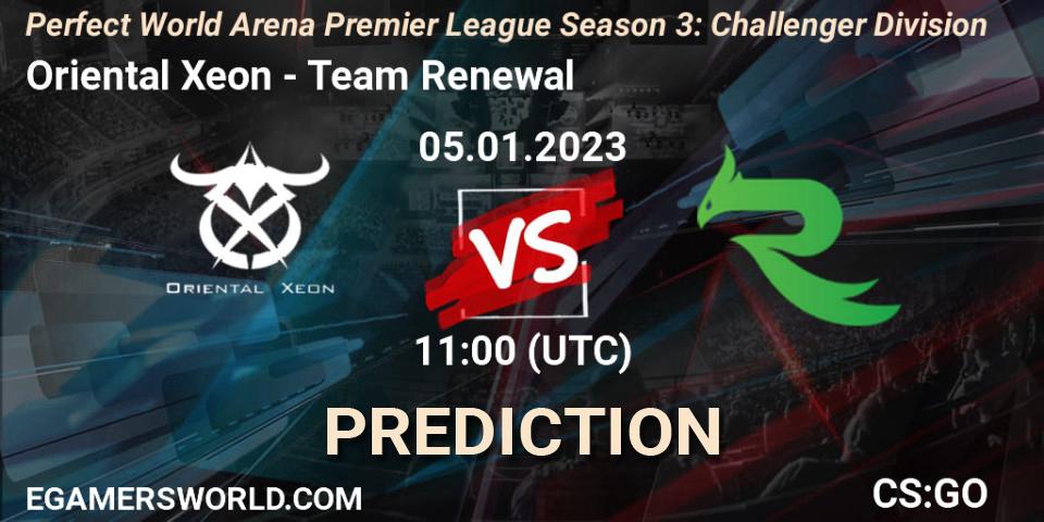 Oriental Xeon - Team Renewal: Maç tahminleri. 05.01.2023 at 11:00, Counter-Strike (CS2), Perfect World Arena Premier League Season 3: Challenger Division