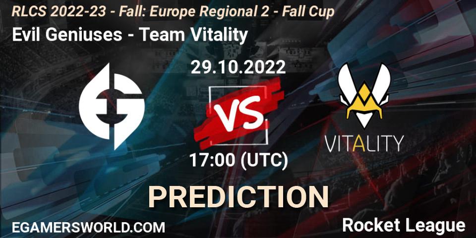 Evil Geniuses - Team Vitality: Maç tahminleri. 29.10.22, Rocket League, RLCS 2022-23 - Fall: Europe Regional 2 - Fall Cup