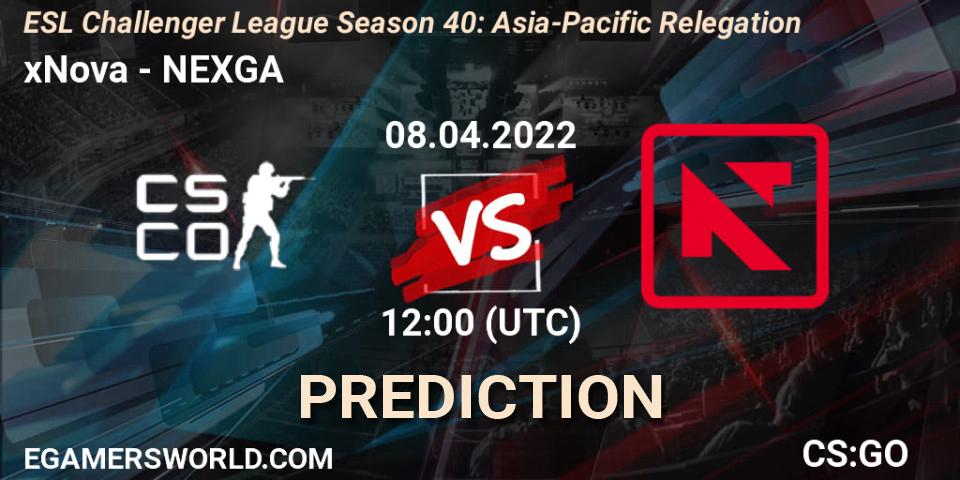 xNova - NEXGA: Maç tahminleri. 08.04.2022 at 12:00, Counter-Strike (CS2), ESL Challenger League Season 40: Asia-Pacific Relegation