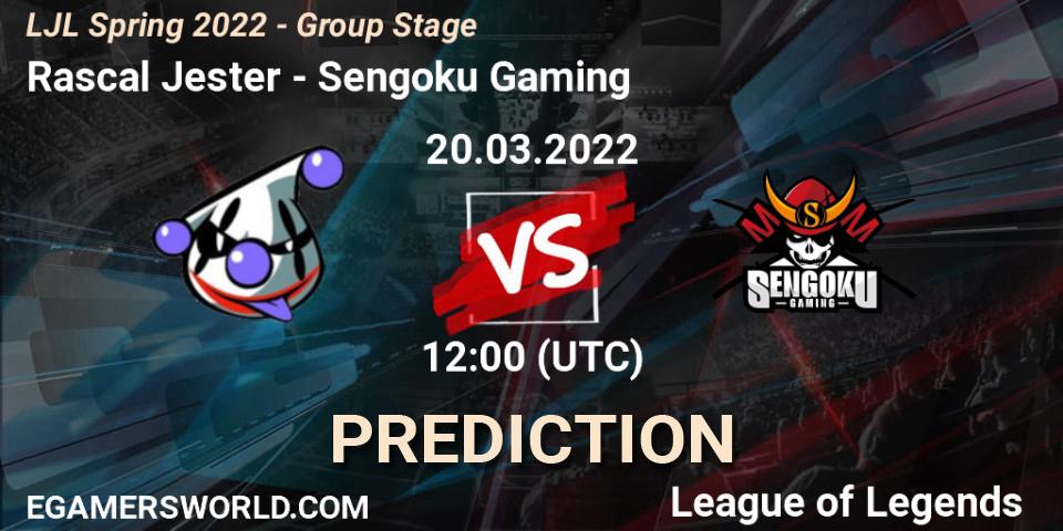 Rascal Jester - Sengoku Gaming: Maç tahminleri. 20.03.2022 at 12:00, LoL, LJL Spring 2022 - Group Stage