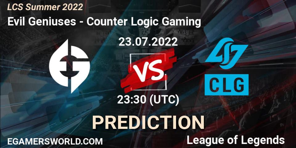 Evil Geniuses - Counter Logic Gaming: Maç tahminleri. 23.07.22, LoL, LCS Summer 2022
