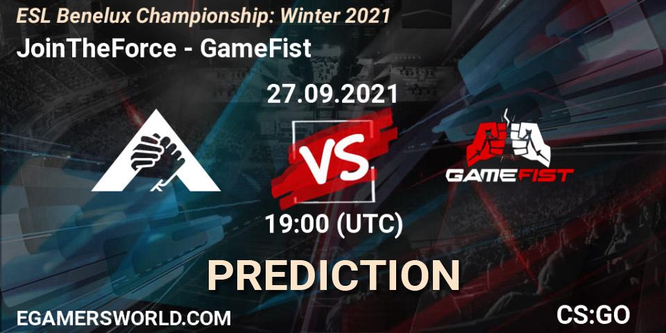 JoinTheForce - GameFist: Maç tahminleri. 27.09.2021 at 19:30, Counter-Strike (CS2), ESL Benelux Championship: Winter 2021