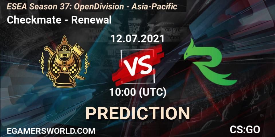 Checkmate - Renewal: Maç tahminleri. 12.07.2021 at 10:00, Counter-Strike (CS2), ESEA Season 37: Open Division - Asia-Pacific