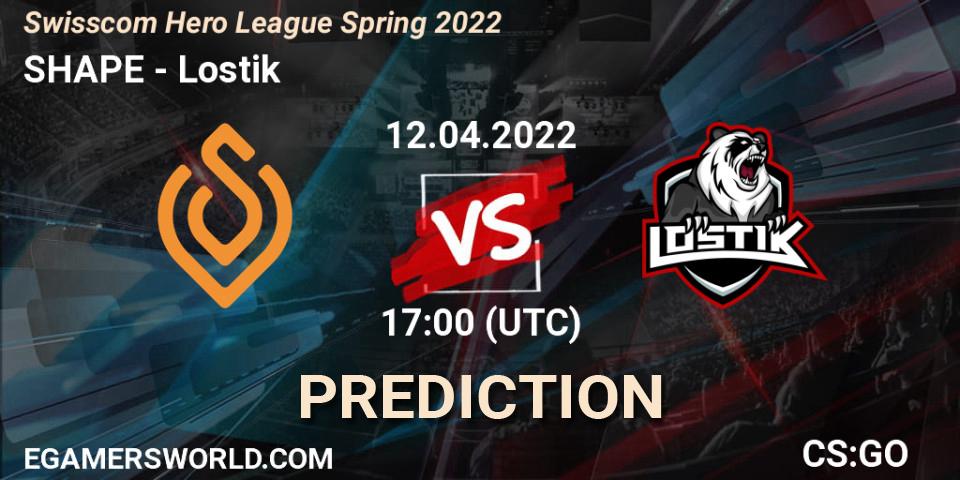 SHAPE - Lostik: Maç tahminleri. 12.04.2022 at 17:00, Counter-Strike (CS2), Swisscom Hero League Season 1