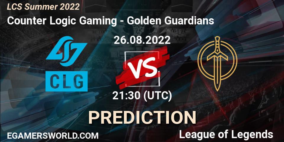 Counter Logic Gaming - Golden Guardians: Maç tahminleri. 26.08.22, LoL, LCS Summer 2022