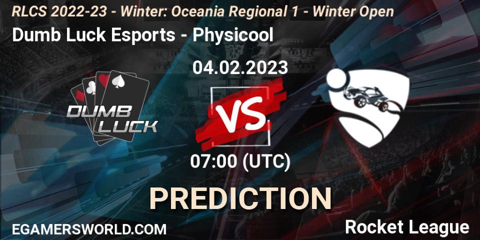 Dumb Luck Esports - Physicool: Maç tahminleri. 04.02.2023 at 07:00, Rocket League, RLCS 2022-23 - Winter: Oceania Regional 1 - Winter Open