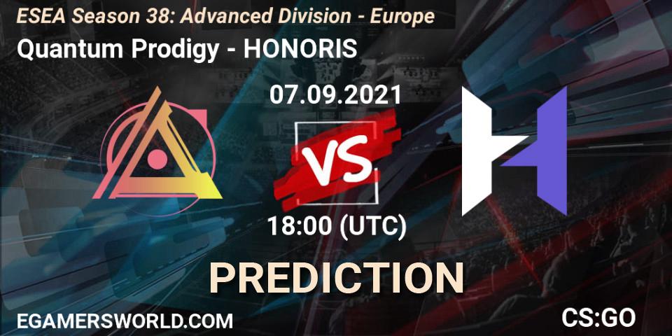 Quantum Prodigy - HONORIS: Maç tahminleri. 07.09.2021 at 18:00, Counter-Strike (CS2), ESEA Season 38: Advanced Division - Europe