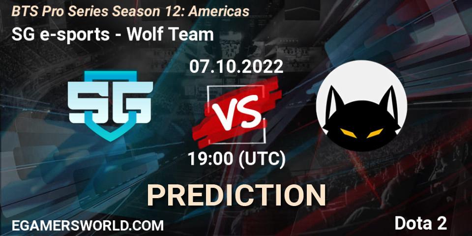 SG e-sports - Wolf Team: Maç tahminleri. 07.10.2022 at 18:08, Dota 2, BTS Pro Series Season 12: Americas