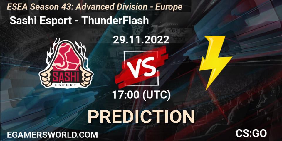  Sashi Esport - ThunderFlash: Maç tahminleri. 29.11.22, CS2 (CS:GO), ESEA Season 43: Advanced Division - Europe