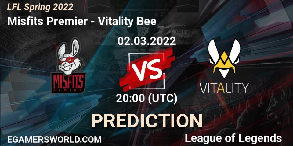 Misfits Premier - Vitality Bee: Maç tahminleri. 02.03.2022 at 20:15, LoL, LFL Spring 2022