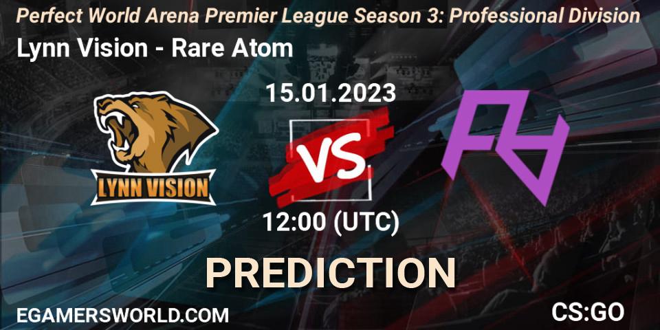 Lynn Vision - Rare Atom: Maç tahminleri. 15.01.2023 at 12:30, Counter-Strike (CS2), Perfect World Arena Premier League Season 3: Professional Division