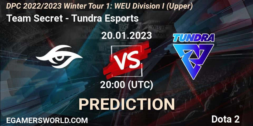Team Secret - Tundra Esports: Maç tahminleri. 20.01.2023 at 19:55, Dota 2, DPC 2022/2023 Winter Tour 1: WEU Division I (Upper)