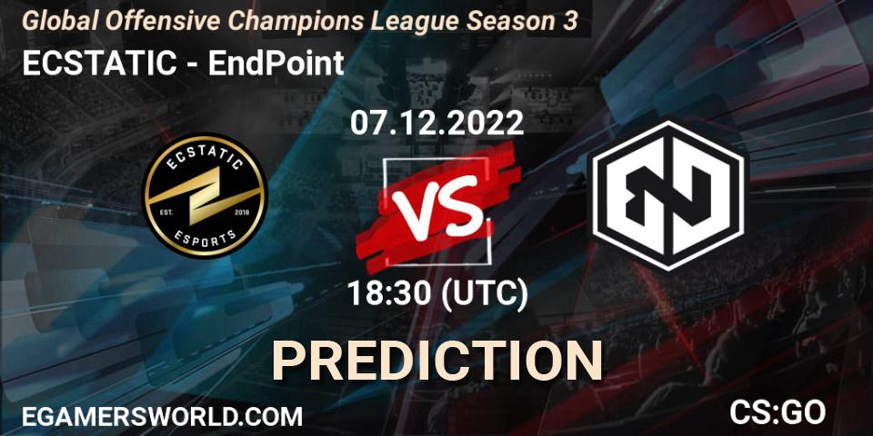 ECSTATIC - EndPoint: Maç tahminleri. 07.12.2022 at 18:30, Counter-Strike (CS2), Global Offensive Champions League Season 3