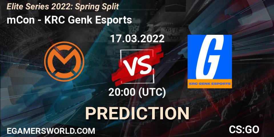 mCon - KRC Genk Esports: Maç tahminleri. 17.03.2022 at 20:00, Counter-Strike (CS2), Elite Series 2022: Spring Split