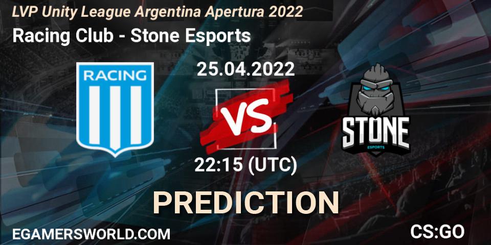 Racing Club - Stone Esports: Maç tahminleri. 25.04.2022 at 22:15, Counter-Strike (CS2), LVP Unity League Argentina Apertura 2022