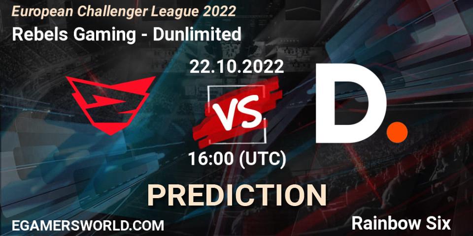 Rebels Gaming - Dunlimited: Maç tahminleri. 22.10.2022 at 16:00, Rainbow Six, European Challenger League 2022