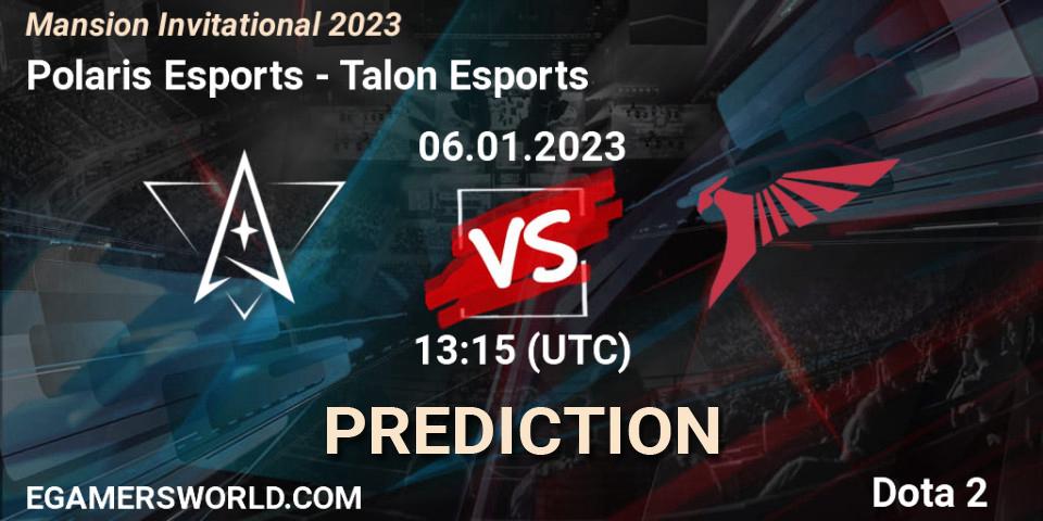 Polaris Esports - Talon Esports: Maç tahminleri. 07.01.2023 at 09:00, Dota 2, Mansion Invitational 2023