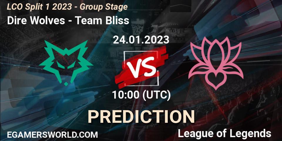 Dire Wolves - Team Bliss: Maç tahminleri. 24.01.2023 at 09:00, LoL, LCO Split 1 2023 - Group Stage