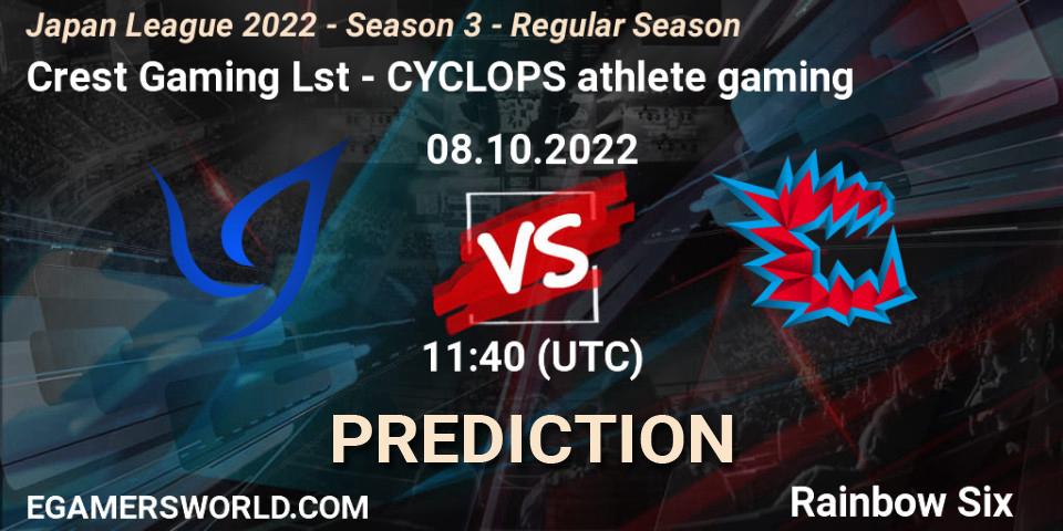 Crest Gaming Lst - CYCLOPS athlete gaming: Maç tahminleri. 08.10.2022 at 11:40, Rainbow Six, Japan League 2022 - Season 3 - Regular Season
